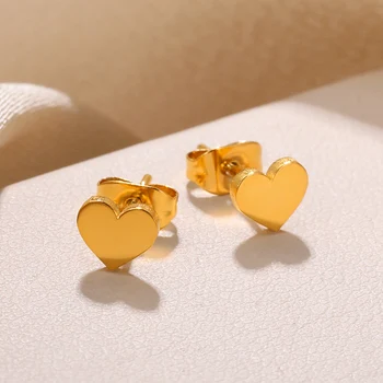 Крошечные серьги-гвоздики в виде сердца 5 мм из нержавеющей стали для женщин, украшения для ушей для девочек, Серьги с сердечками золотого цвета, Подарки друзьям