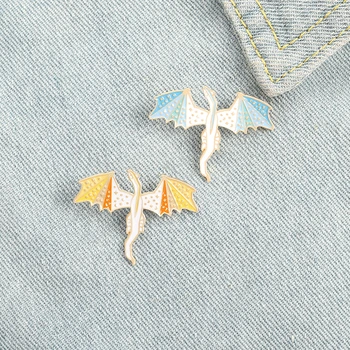 Летающий дракон эмаль-Штекерн. синий и желтый динозавр, брошь, изготовленная на заказ рубашка сумка нагрудные значок мультфильм животное ювелирные изделия подарок для друзей