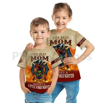 Лучшая модель мамы, воспитывающей маленького пожарного, 3D детская рубашка, топы, футболка для мальчиков и девочек