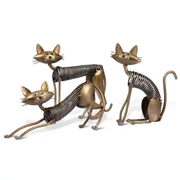 Металлическая скульптура Iron Art Cat Весенний кот Ручной работы, украшения для домашней обстановки, Статуи, Подарки
