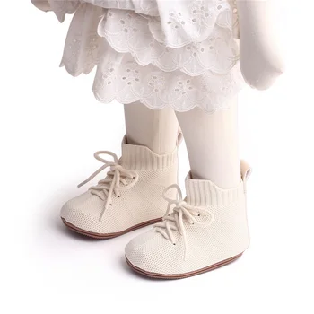 Обувь для малышей, повседневная Дышащая Детская Обувь для младенцев, мальчиков и девочек, спортивная обувь для пола, детские нескользящие сетчатые мягкие кроссовки с высоким берцем на шнуровке.
