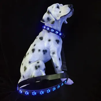 Ошейник для домашних собак со светодиодной подсветкой, перезаряжаемый через USB, из кожи ПВХ, Светящееся Мигающее ожерелье, для ночных прогулок на свежем воздухе, Защитные ошейники для домашних животных, поводки
