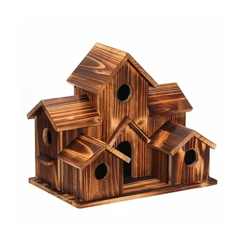 Птичий домик, Птичий домик для улицы, Деревянные птичьи домики для подвешивания снаружи, Натуральный птичий домик ручной работы с 6 отверстиями