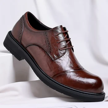 Роскошная брендовая Мужская официальная обувь ручной работы из дышащей кожи, деловые оксфорды, модельные туфли высшего качества, Высококачественная рабочая обувь