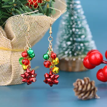 Серьги с рождественскими элементами, модные рождественские серьги-крючки красного и зеленого цветов в тон