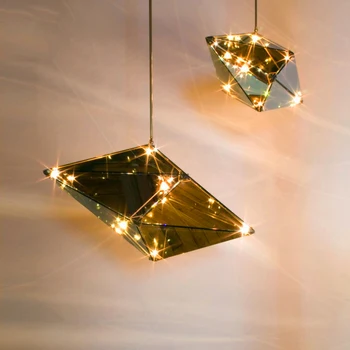 Современная стеклянная светодиодная люстра-бар Diamond Model LOFT LED Подвесной светильник Спальня Гостиная Столовая Лестница Внутреннее освещение