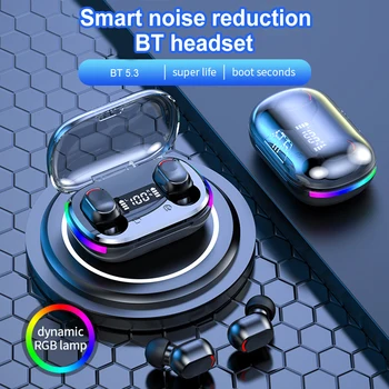 Стереонаушники K10 со светодиодным цифровым дисплеем, беспроводная гарнитура с шумоподавлением, сенсорное управление, Bluetooth-совместимая гарнитура-вкладыш 5.3
