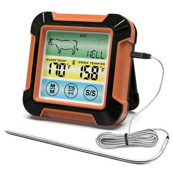 Термометр для приготовления пищи на барбекю Водонепроницаемый Термометр для приготовления мяса на гриле в духовке для барбекю С таймером Сигнализации температуры для приготовления пищи