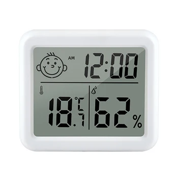 Цифровой термометр-гигрометр, Портативный измеритель влажности в помещении С часами, индикатор климата, Измеритель температуры в помещении для домашнего офиса